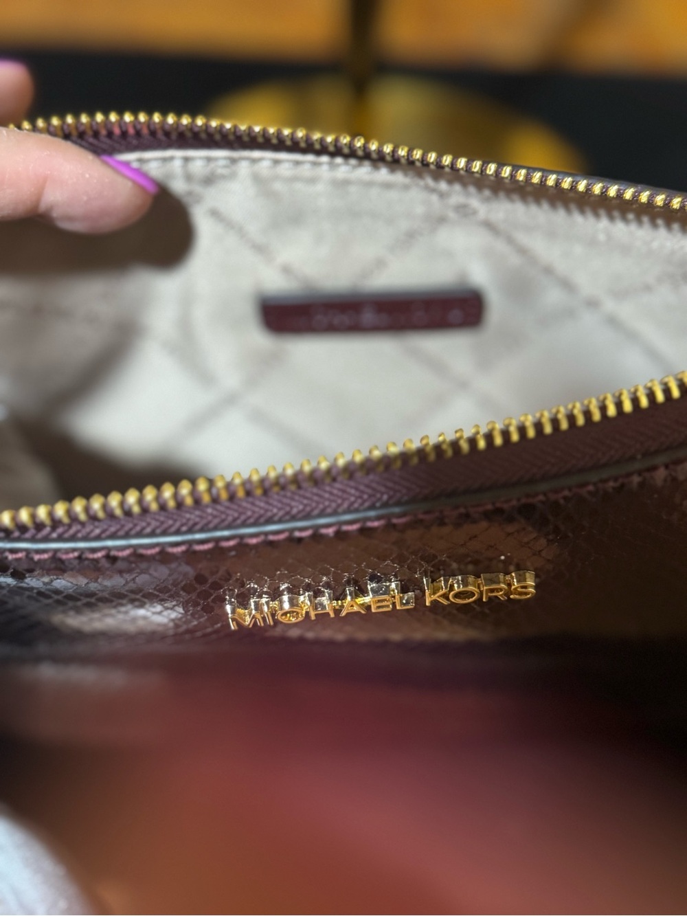 Michael Kors Burgundy Metallic Bag, NWT - Picture 4 of 8